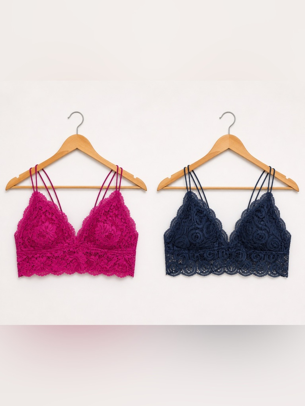 Teo Victoria’s Secret Lace cross strap Bralettes- Magenta and Navy XL